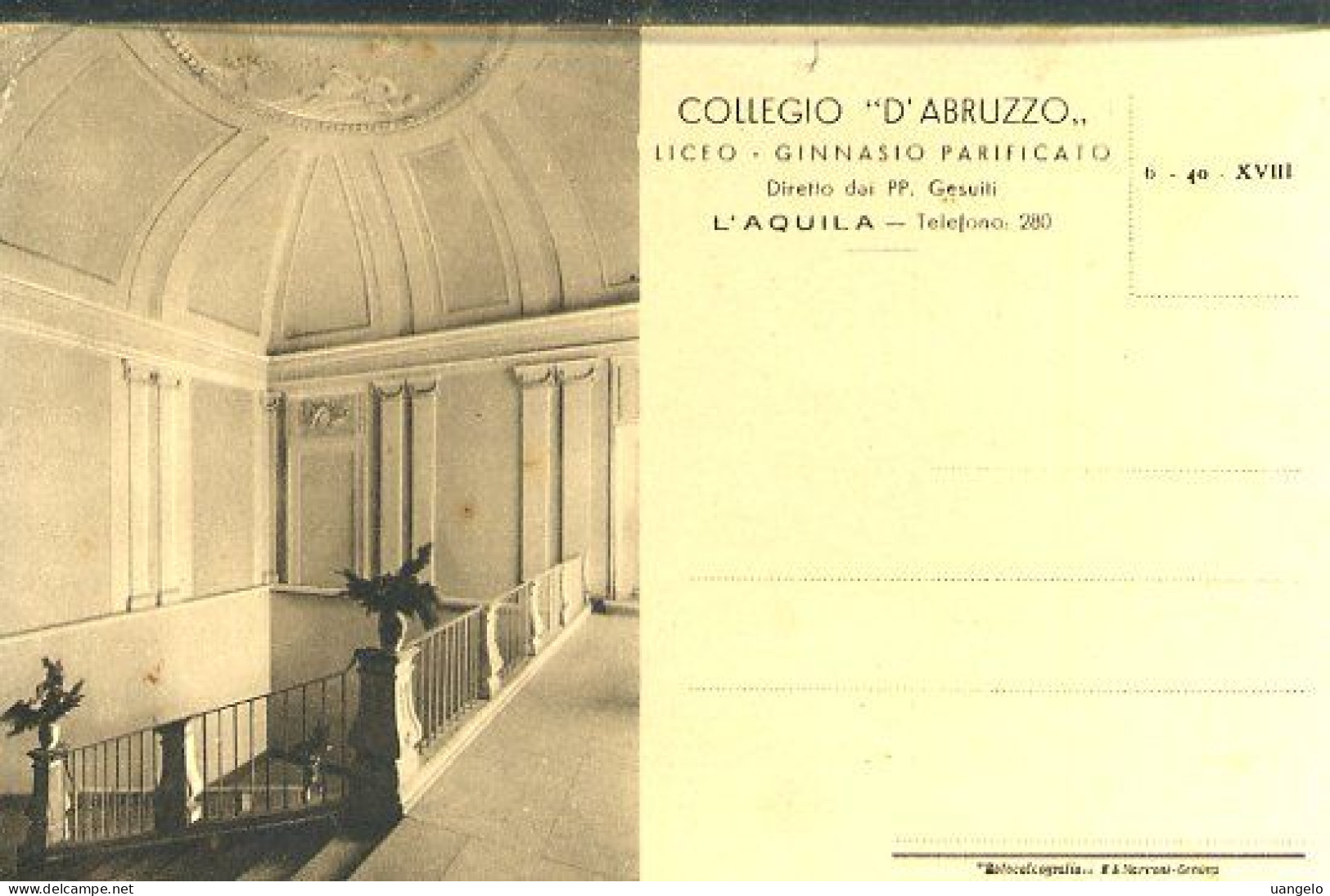 AB522 AQUILA - COLLEGIO "D'ABRUZZO " LICEO GINNASIO PARIFICATO , LO SCALONE ( 1940) - L'Aquila