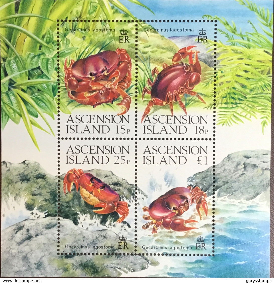 Ascension 1989 Crabs Minisheet MNH - Schalentiere