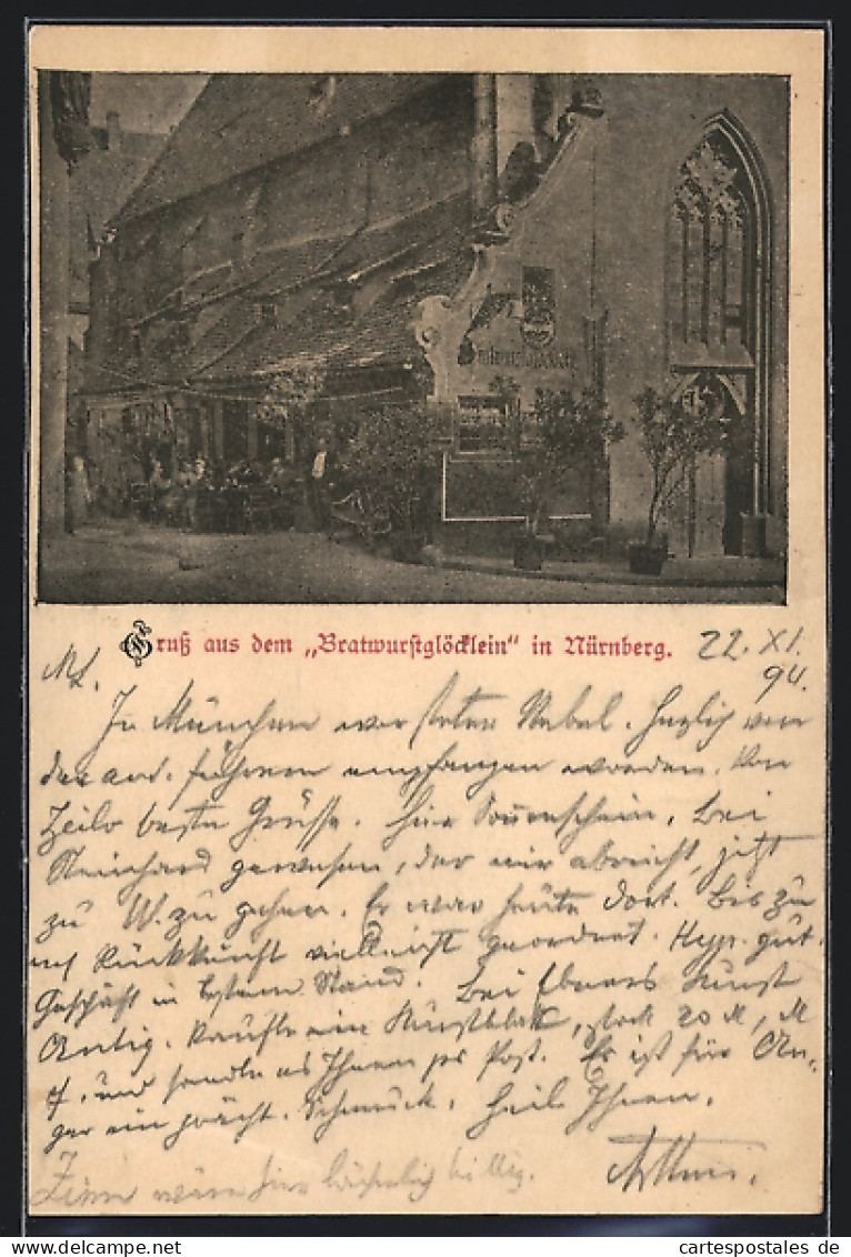 Vorläufer-AK Nürnberg, 1894, Gasthaus Bratwurstglöcklein  - Nuernberg