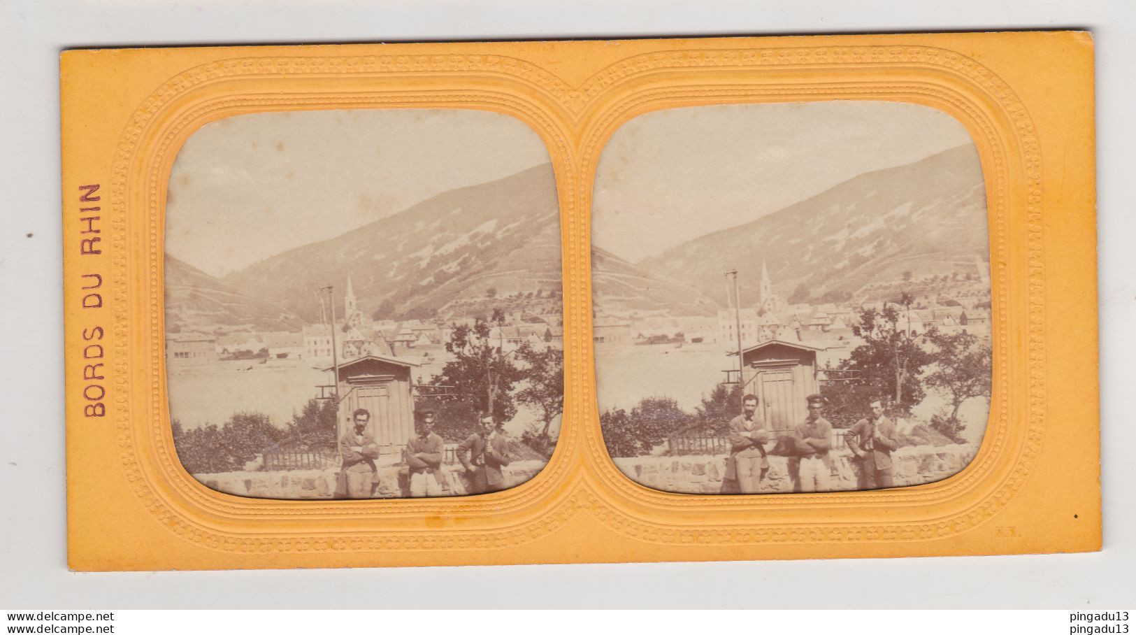 Fixe Photo Stéréoscopique Fin XIX ème Siècle Bords Du Rhin Kaub La Plalz - Stereoscopic