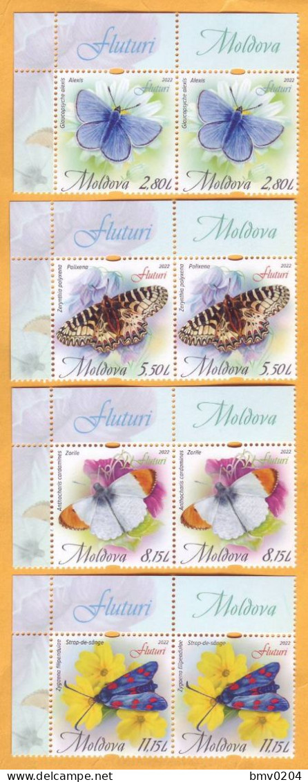 2022  Moldova Moldavie   Butterflies  2х4v Mint - Papillons