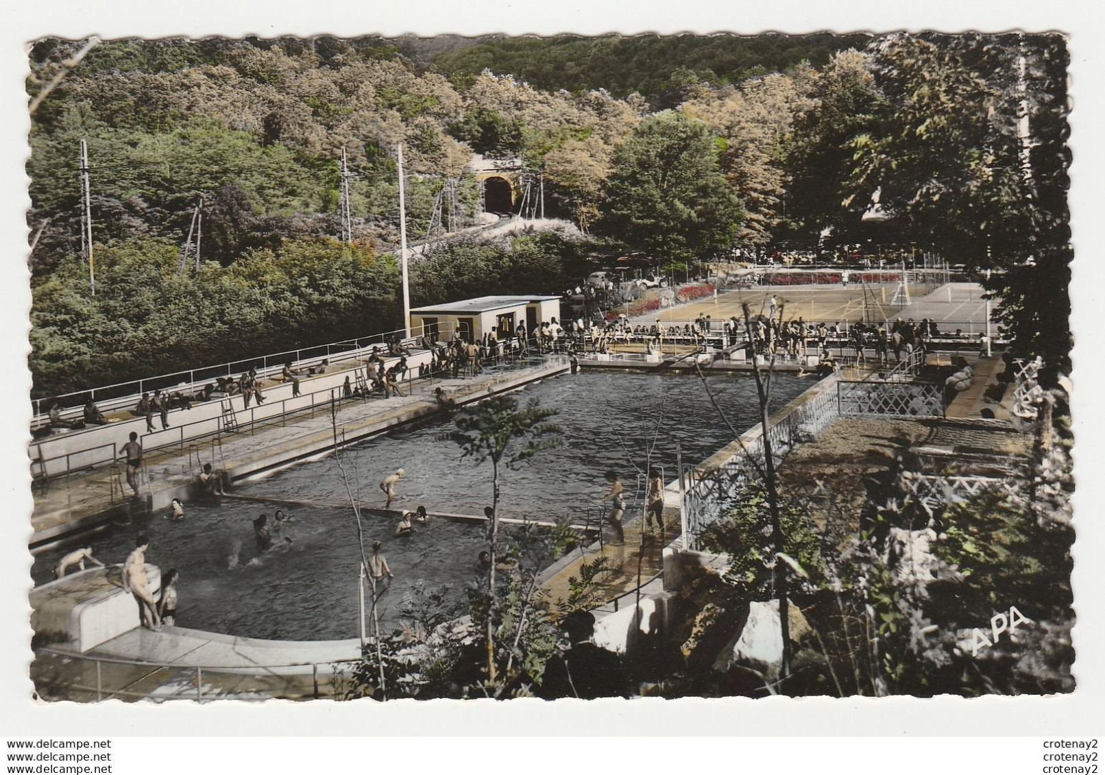 09 AX LES THERMES N°6 Parc D'Espagne Piscine Plongeoir Courts De Tennis Voie Ferrée Tunnel VOIR DOS - Ax Les Thermes