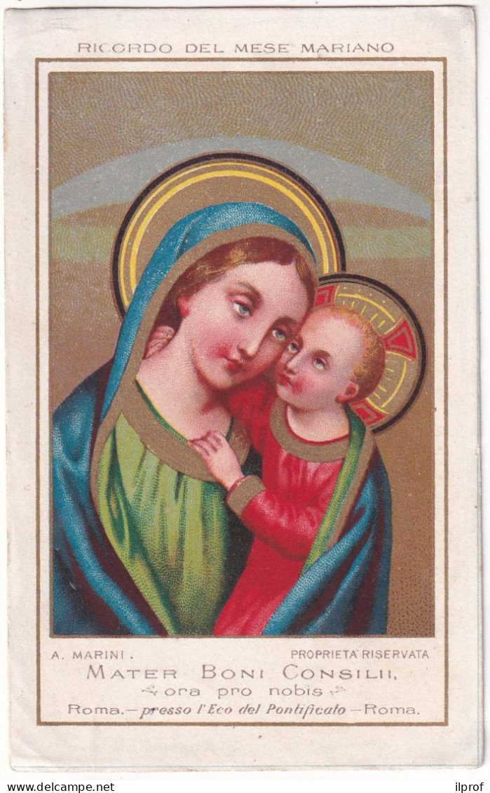 Madonna Mater Boni Consilii Vecchio Santino Con Dorature - Rif. S393 - Godsdienst & Esoterisme