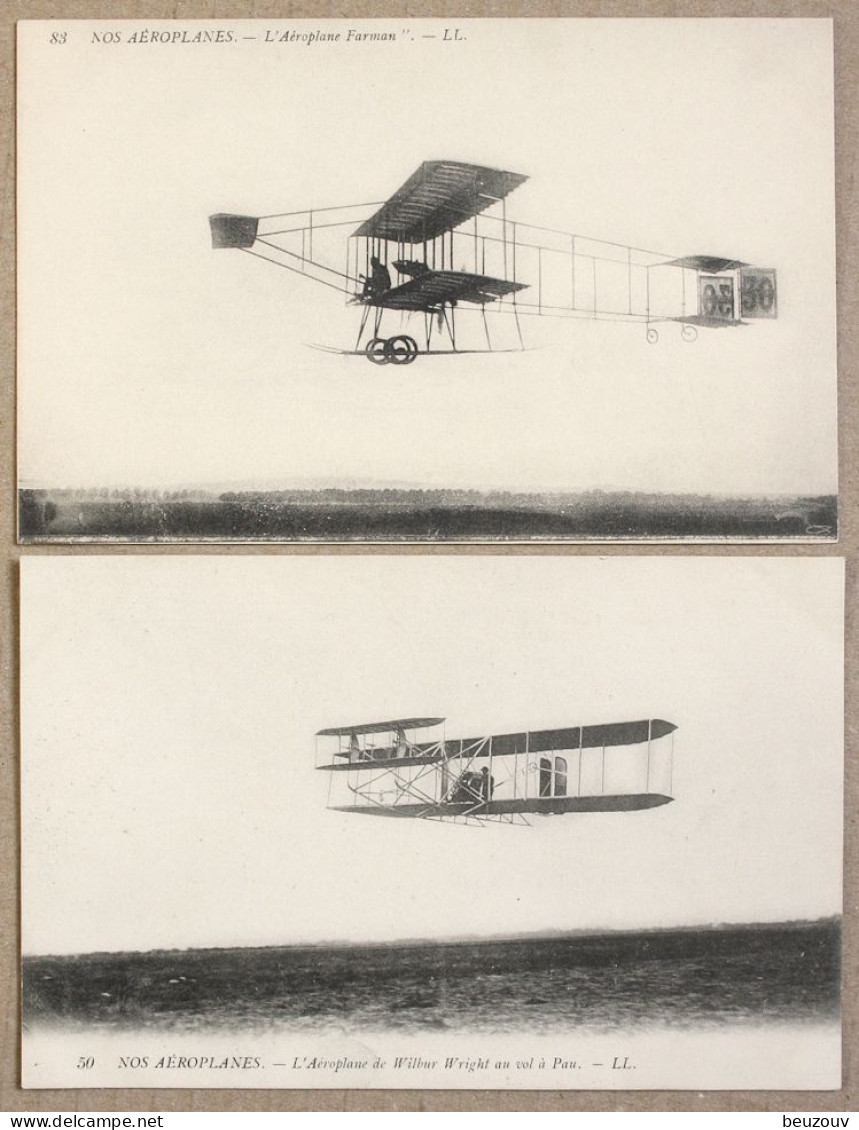 2 CPA  NOS AEROPLANES - L' Aéroplane Farman - Aéroplane De Wilbur Wright Au Vol à Pau - LL - Flieger