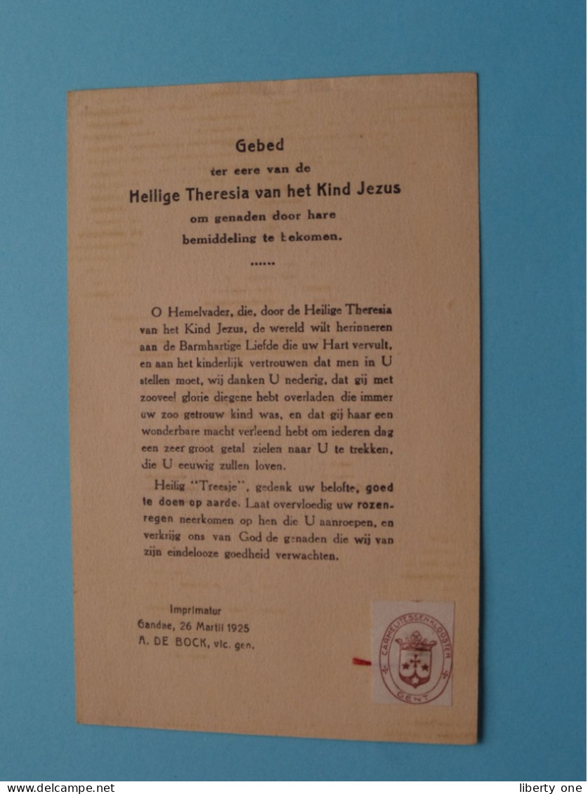 H. Theresia Van Het Kind Jezus > Gebed ( RELIKWIE - RELIQUIARIO - RELIC - RELIQUARY - RELIQUAIRE ) A. De Bock Gandae ! - Saints