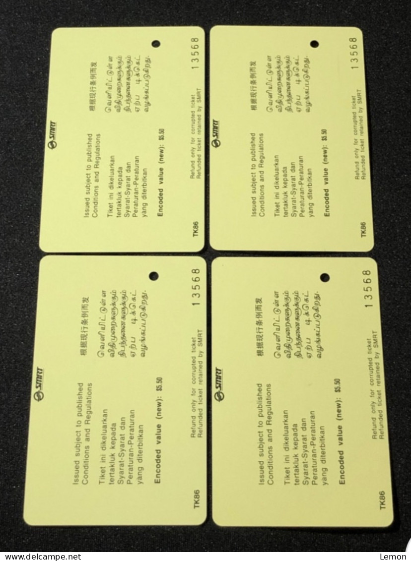 Singapore SMRT TransitLink Metro Train Subway Ticket Card, The Art Of Ships, Set Of 4 Used Cards - Singapur