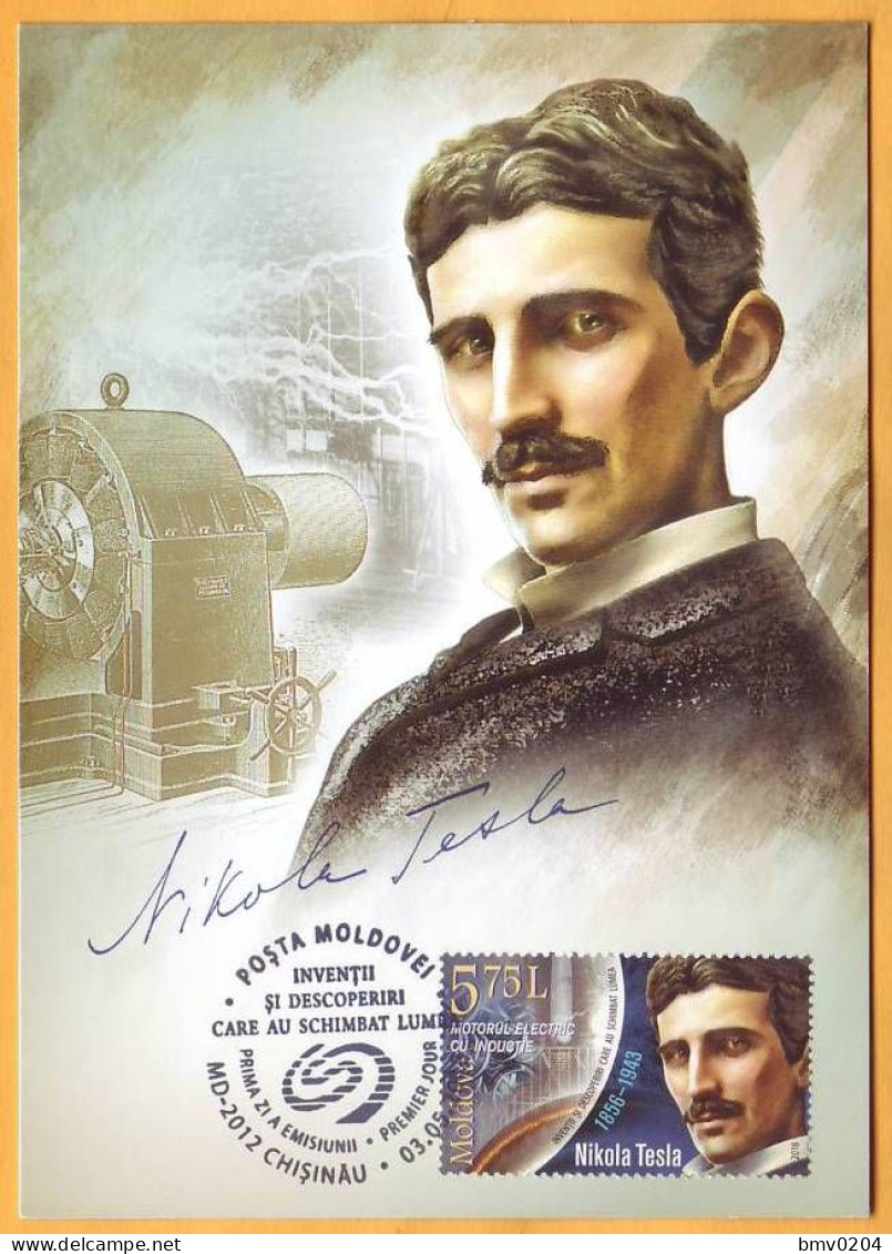 2018 Moldova Moldavie  MAXICARD  Nikola Tesla - Inventor Of Electrical Engineering, Radio Engineer, Physicist - Idées Européennes
