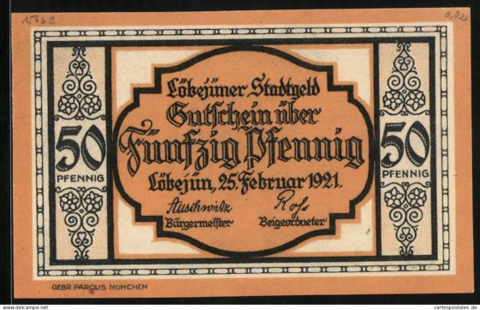 Notgeld Löbejün 1920, 50 Pfennig, Der Bankrotte Löbejüner  - Lokale Ausgaben