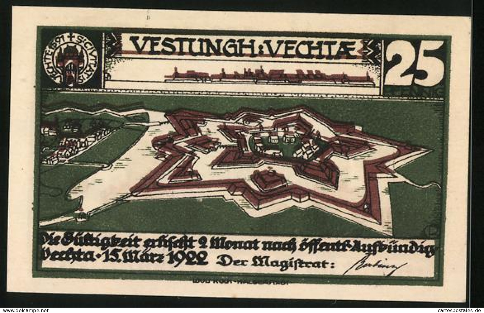 Notgeld Vechta 1922, 25 Pfennig, Die Alte Festung, Sprengepiel Auf Dem Pferd  - [11] Local Banknote Issues