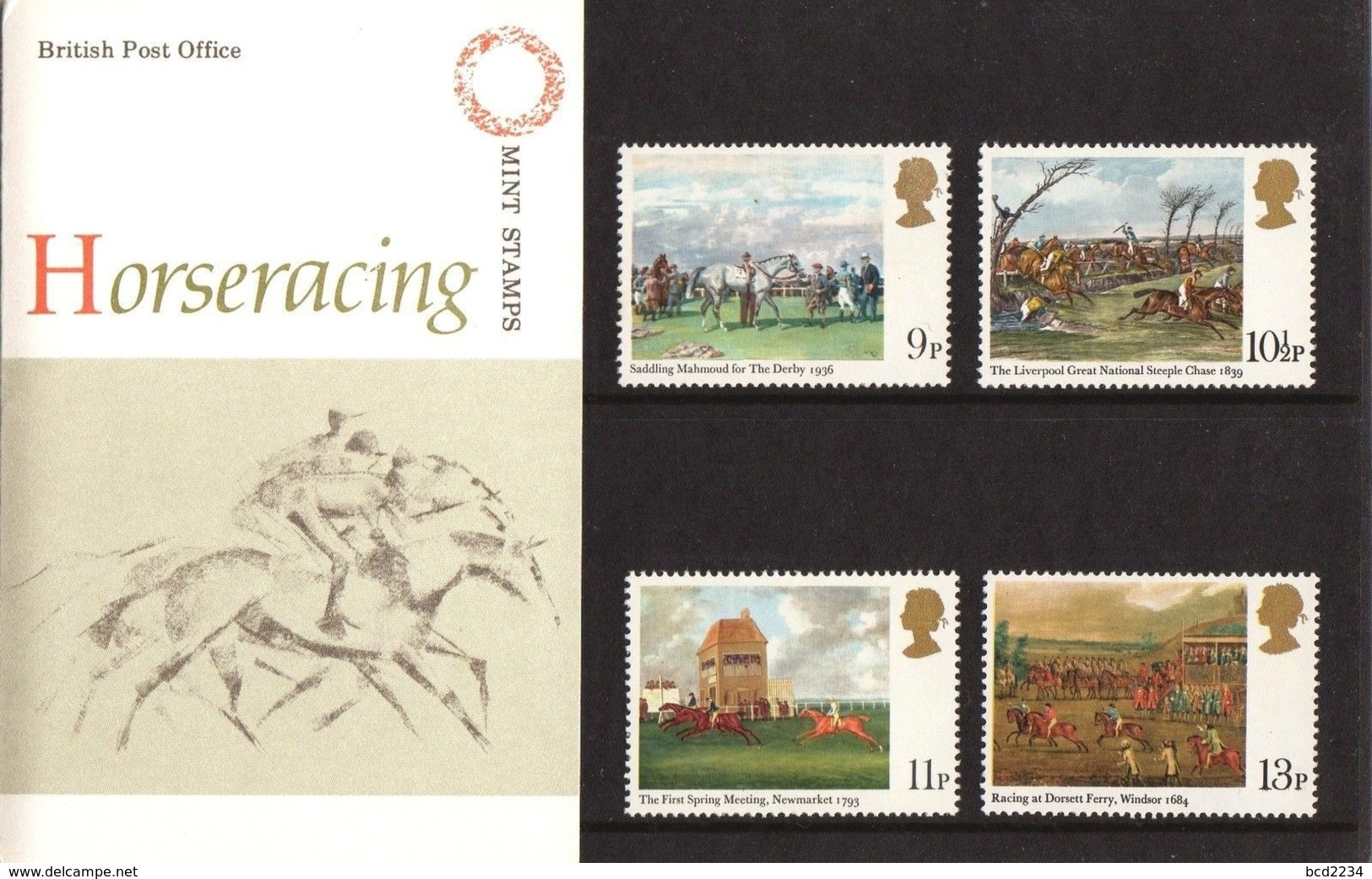 GREAT BRITAIN GB 1979 HORSERACING & DERBY BICENTENARY PRESENTATION PACK WITH INSERT HORSE HORSES PAINTINGS RACING - Caballos