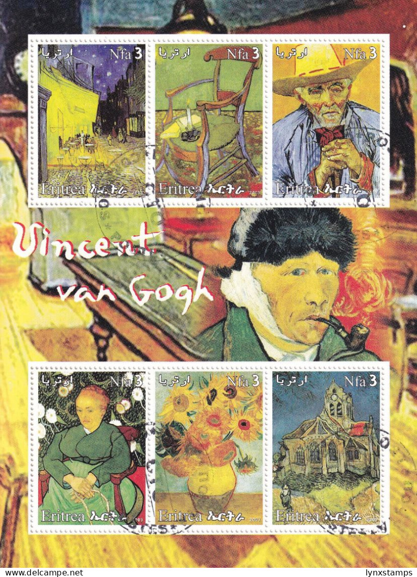 LI07 Eritrea 2003 Vincemt Van Gogh Cinderella Used Souvenir Sheet - Erinnophilie