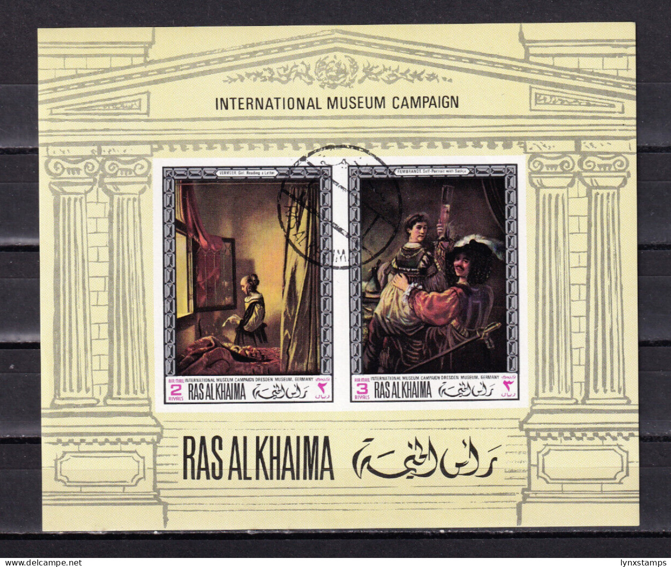 LI07 Ras Al Khaima 1968 Paintings From The National Gallery Used Souvenir Sheet - Ras Al-Khaimah