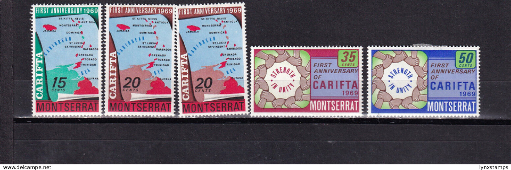 LI07 Montserrat 1969 First Anniversary Of CARIFTA Mint Hinged Stamps Full Set - Montserrat
