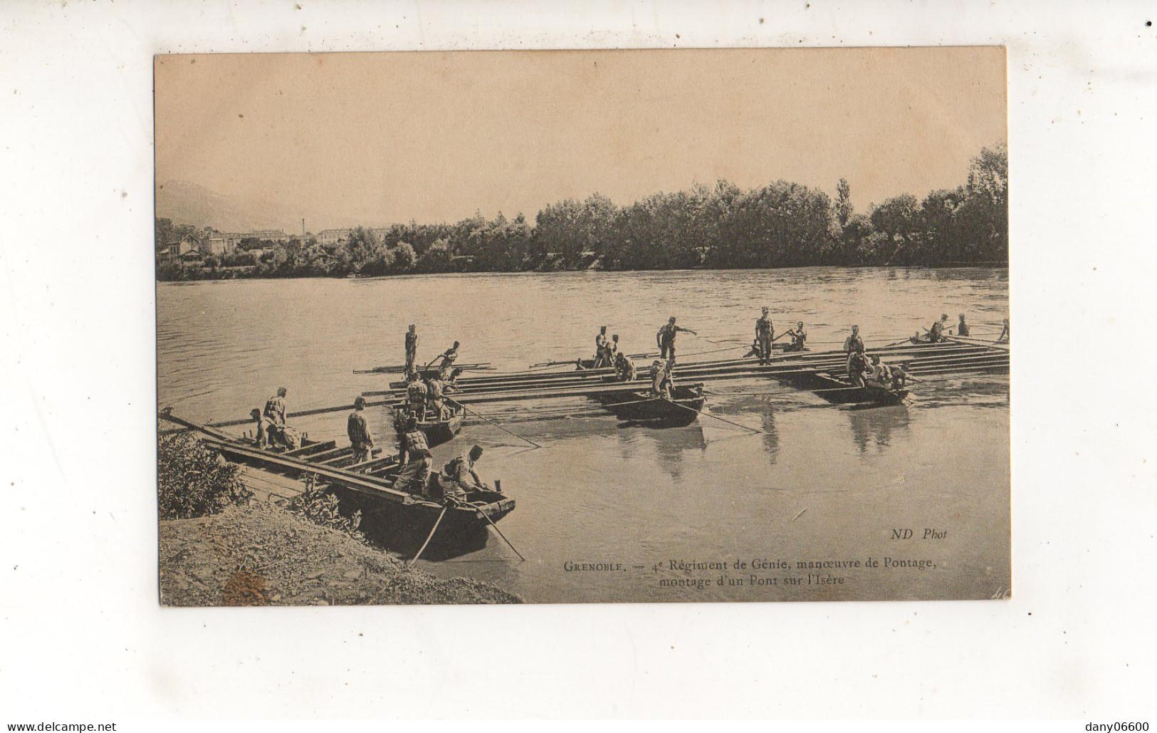 GRENOBLE - 4e Régiment De Génie, Manoeuvre De Pontage, Montage D'un Pont Sur L'Isère (carte Animée) - Manoeuvres