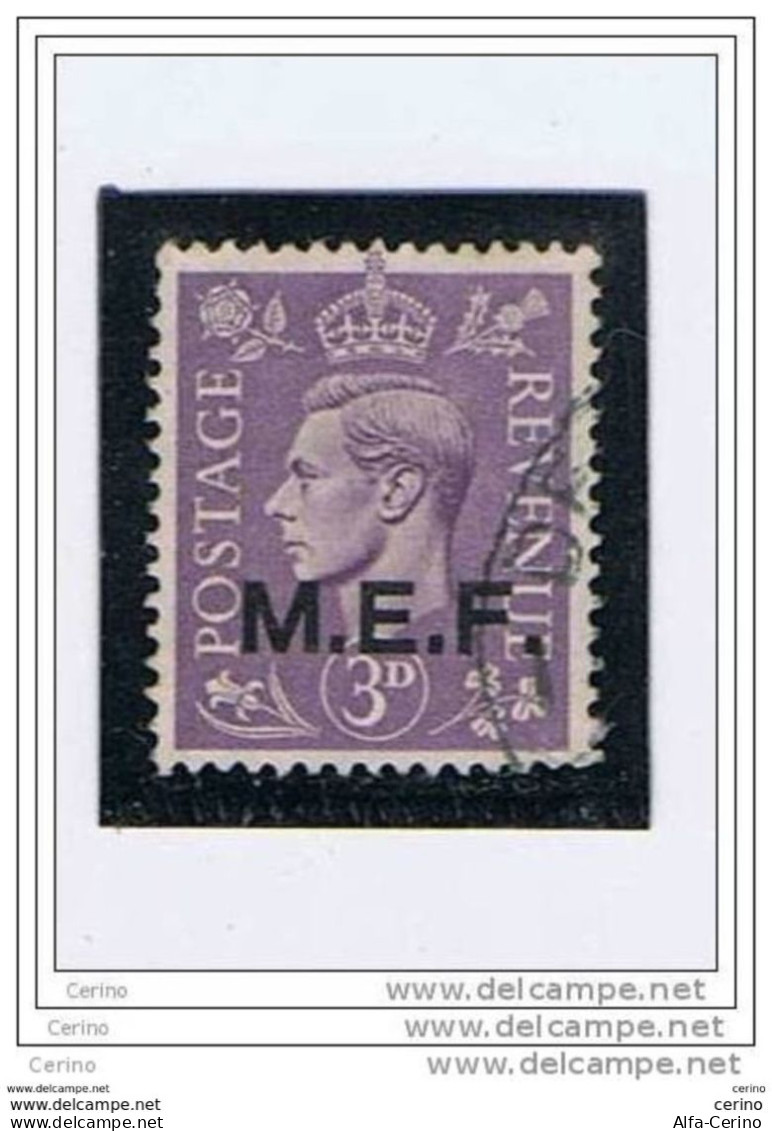 M.E.F. :  1942  OCCUP. BRITANNICA  - 3 P. VIOLETTO  US. -  TIRATURA  DEL  CAIRO  -  SASS. 4 - Ocu. Británica MEF