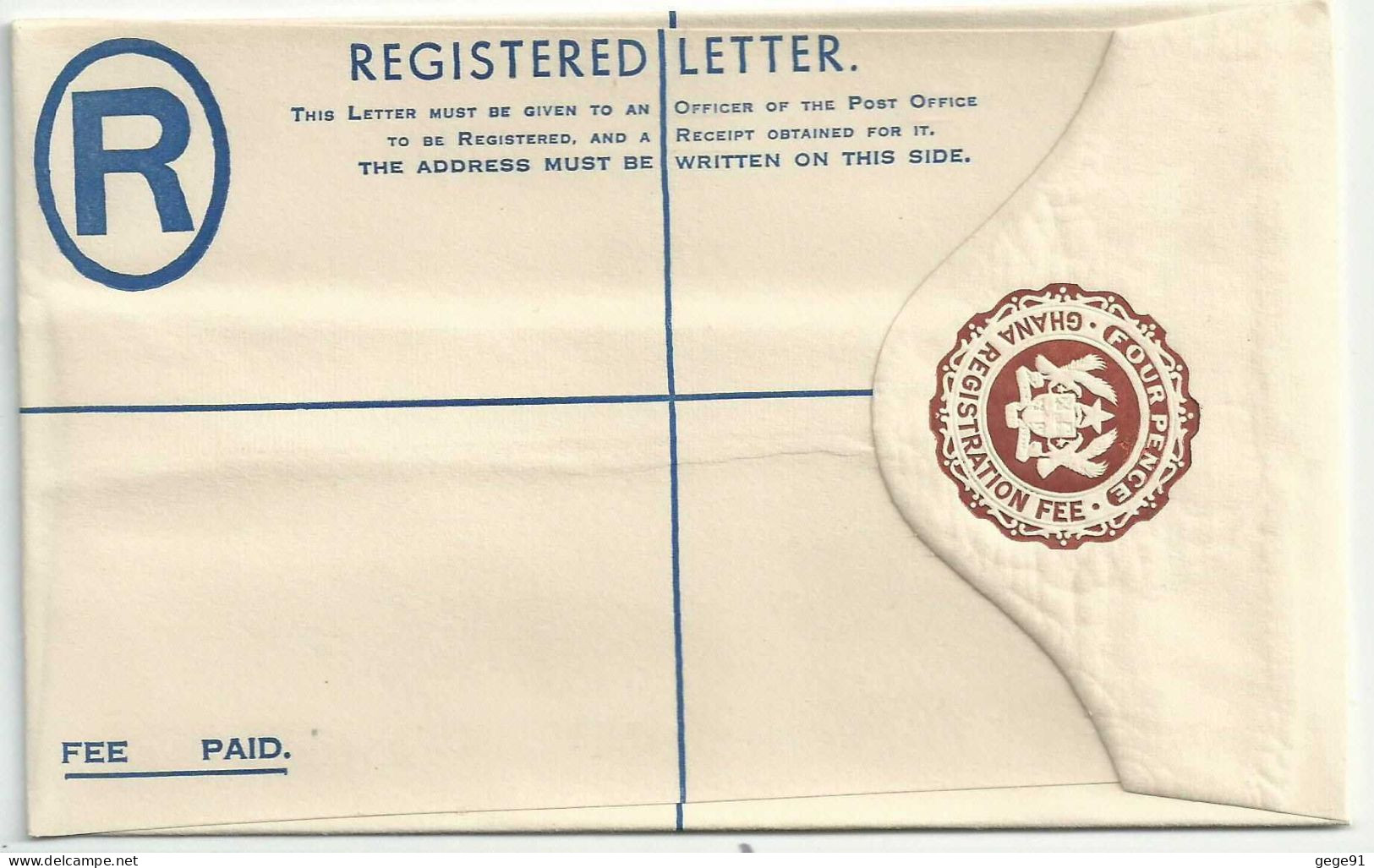 Enveloppe Entier Postal Recommandée - Armoiries - Blason - Aigle - Neuf - Ghana (1957-...)