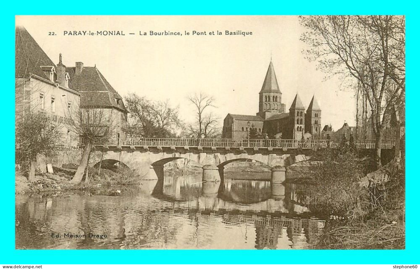 A764 / 279 71 - PARAY LE MONIAL La Bourbince Pont Et Basilique - Paray Le Monial