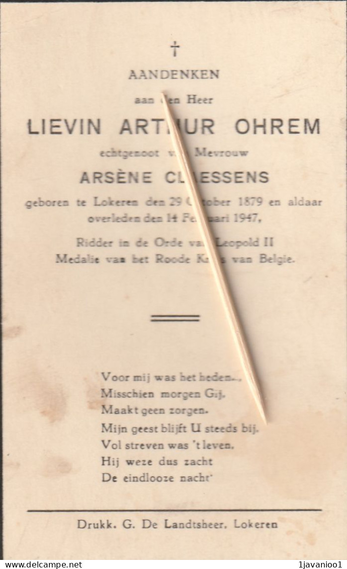 Lokeren, 1947, Lievin Ohrem, Claessens - Devotion Images