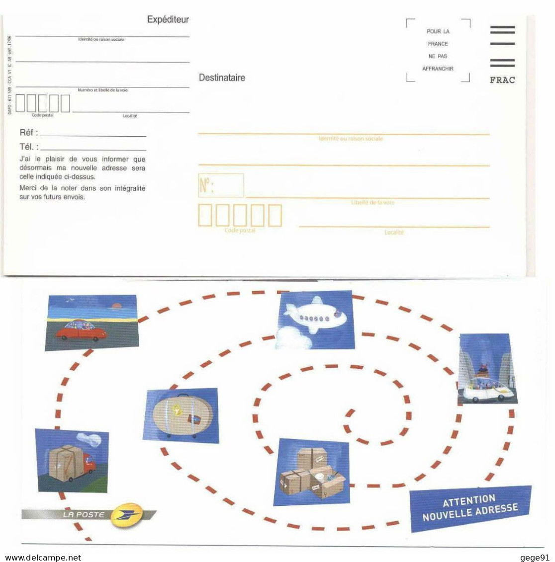 Entier De Service - Carte De Changement D'adresse Avec Code FIM FRAC - Official Stationery