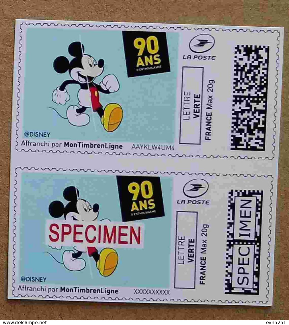 MTEL 14 : Mickey - 90 Ans D'enthousiasme (autocollants / Autoadhésifs) - Altri & Non Classificati