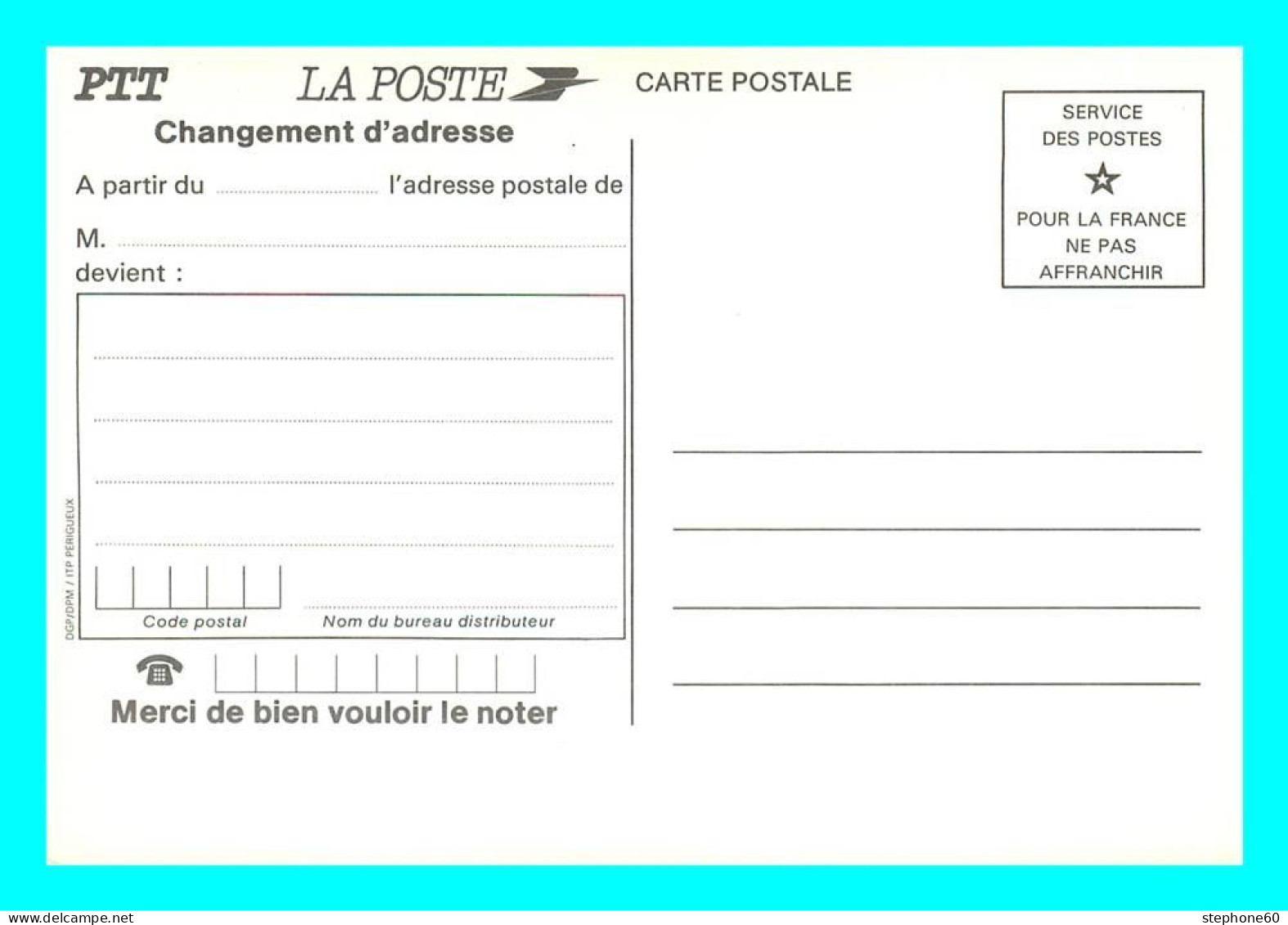 A779 / 263 Carte PUB La POSTE Changement D'Adresse - Publicité