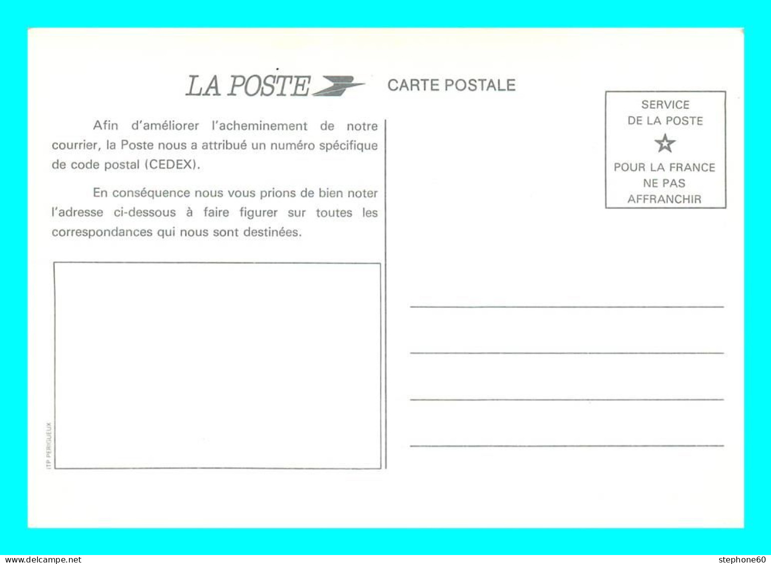 A779 / 271 Carte Pub LA POSTE Code Postal ( Jaune ) - Publicité