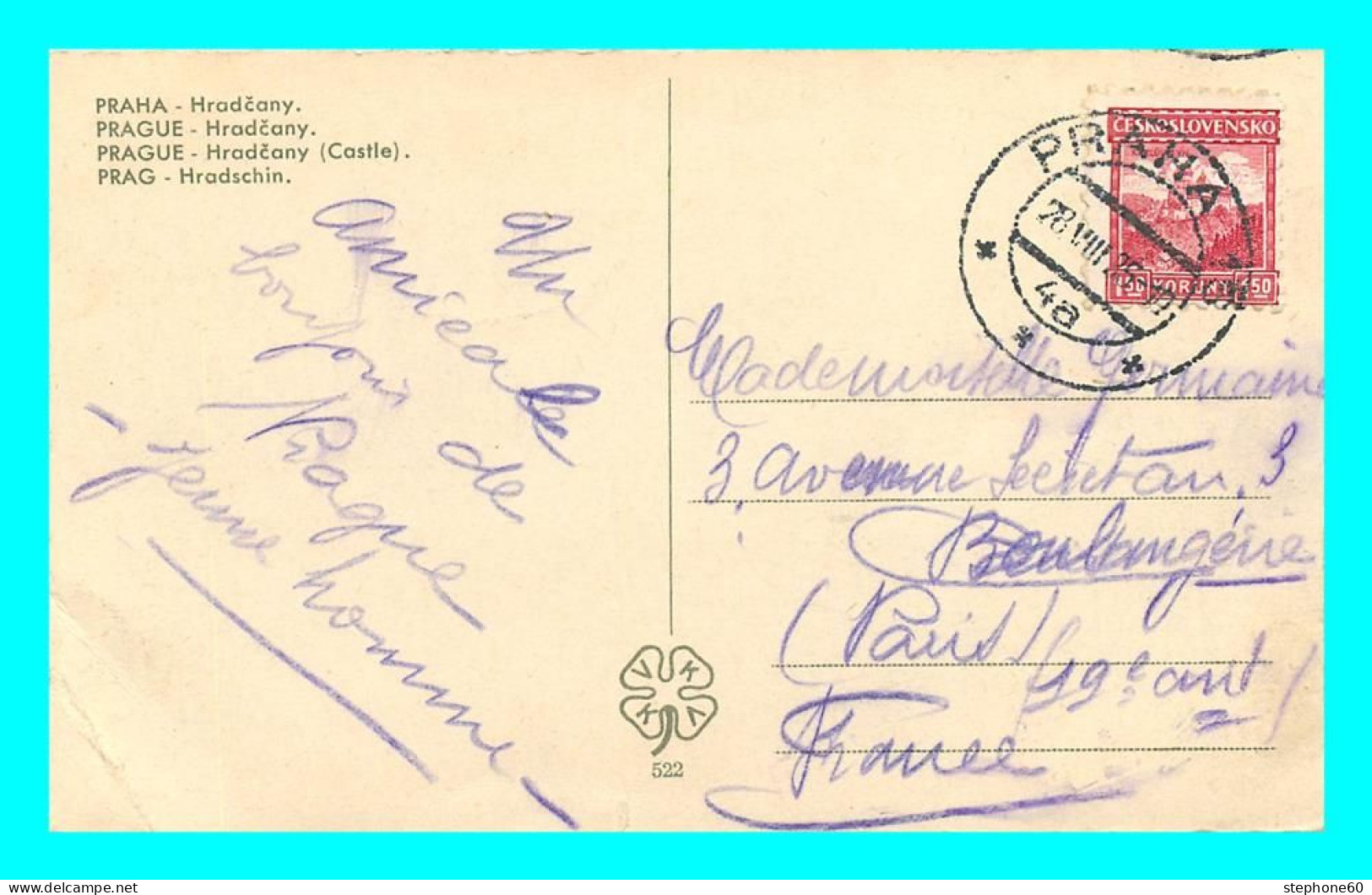 A783 / 045 TCHEQUIE PRAGUE Praha Hradcany ( Timbre Cachet ) - Czech Republic