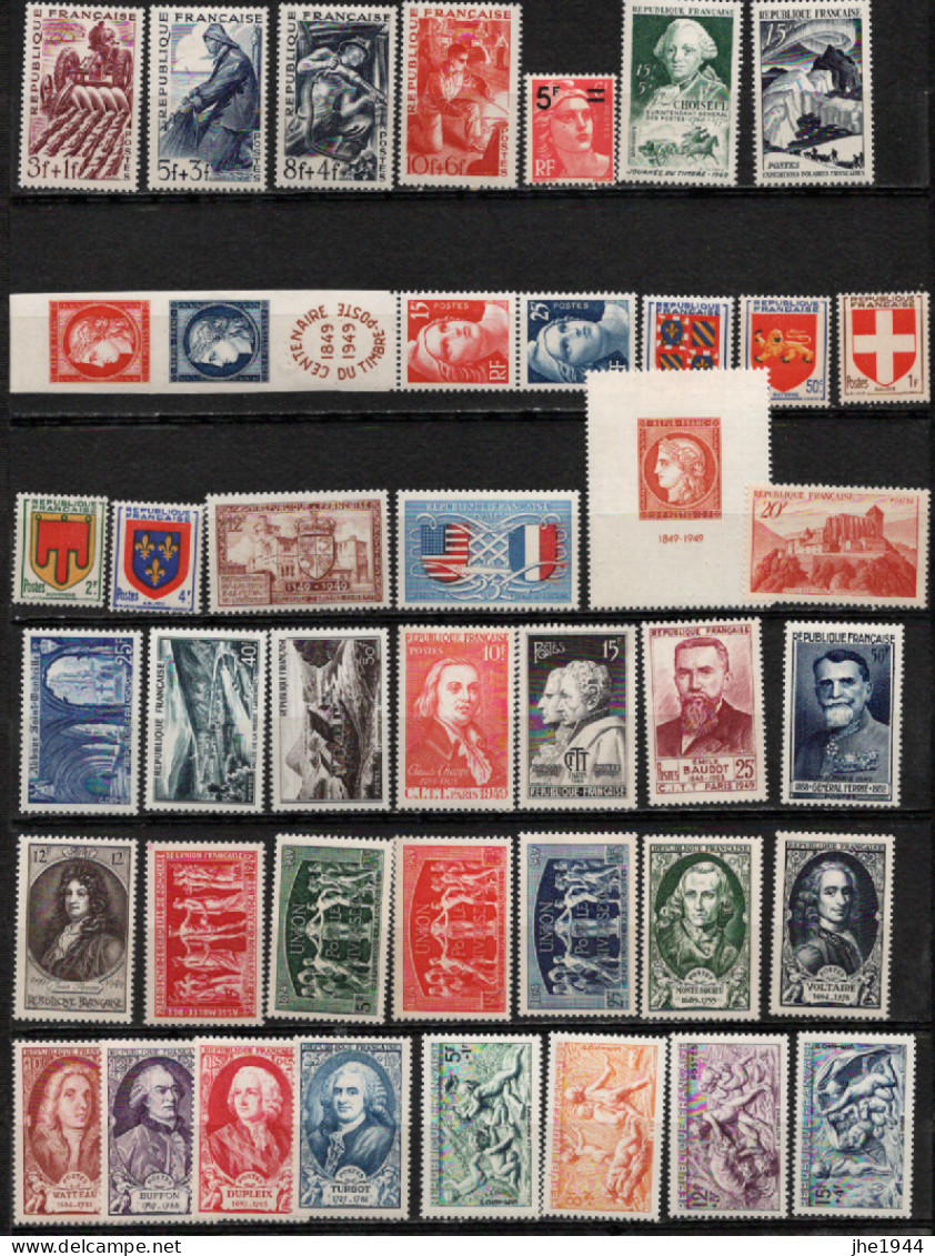 France Année Compléte 1949 N° 823 à 862 Neufs ** Soit 42 Timbres - 1940-1949