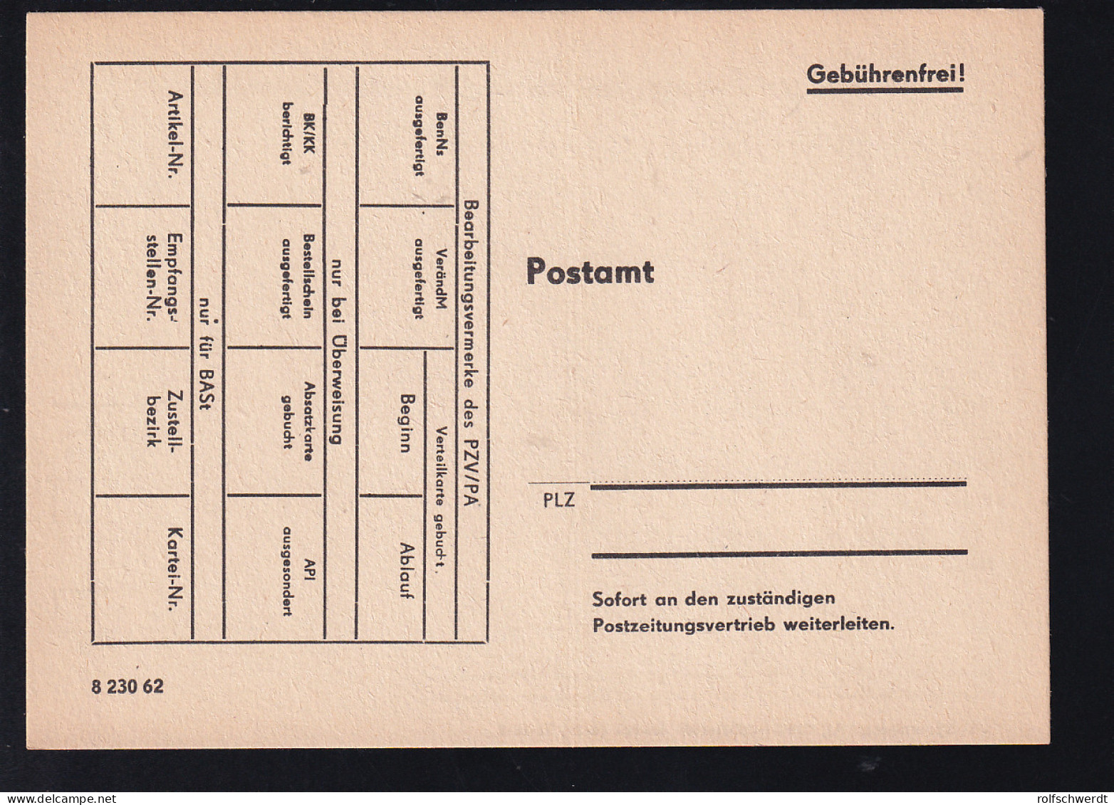 DDR Vordruck-Postkarte "Antrag Auf Zeitungsüberweisung/Rundfunkummeldung", Ungebraucht - Post