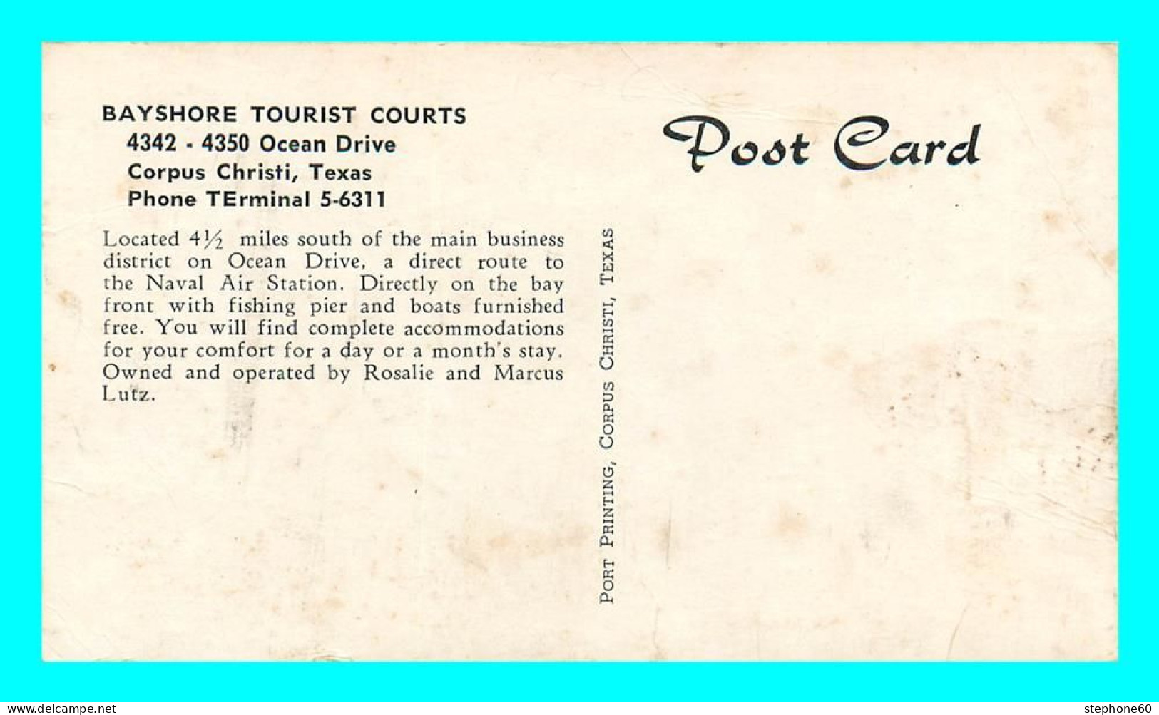 A791 / 235 TEXAS Bayshore Tourist Courts Ocean Drive Corpus Christi - Autres & Non Classés