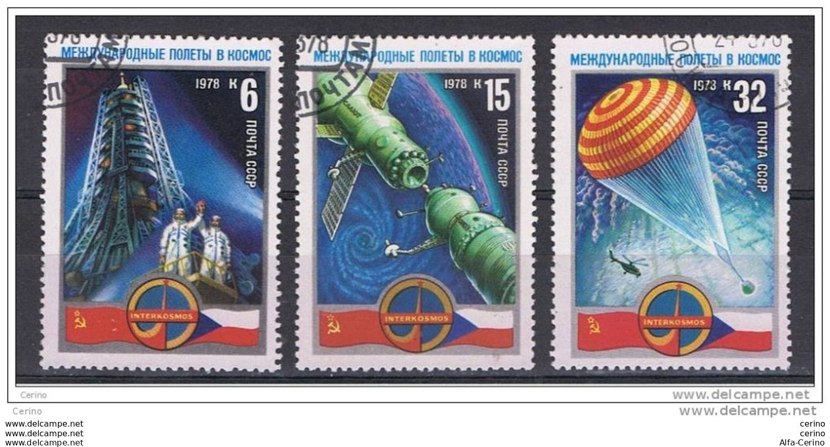 RUSSIA:  1978  COOPERAZIONE  SPAZIALE  -  S. CPL. 3  VAL. US. -  YV/TELL. 4463/65 - Gebruikt