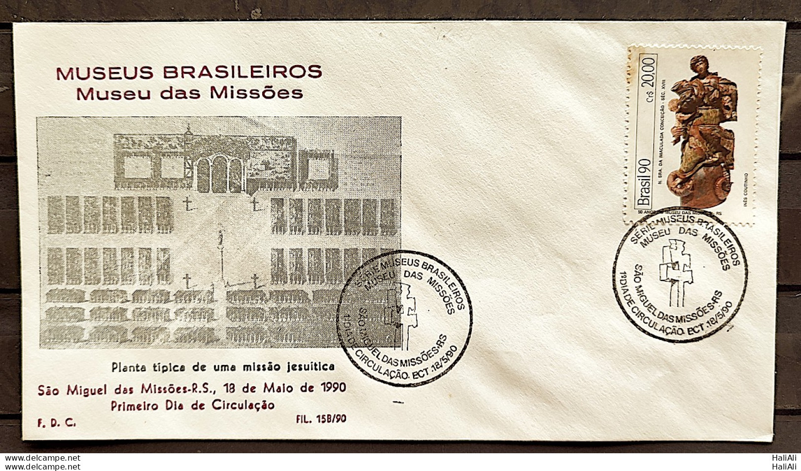 Brazil Envelope PVT FIL 15B 1990 Brazilian Museums CBC Missions RS - FDC