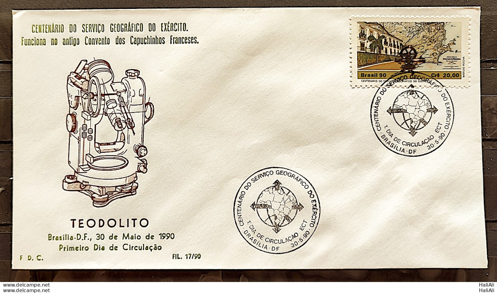 Brazil Envelope PVT FIL 017 1990 Geographic Service Of The Military Army Map CBC DF - FDC