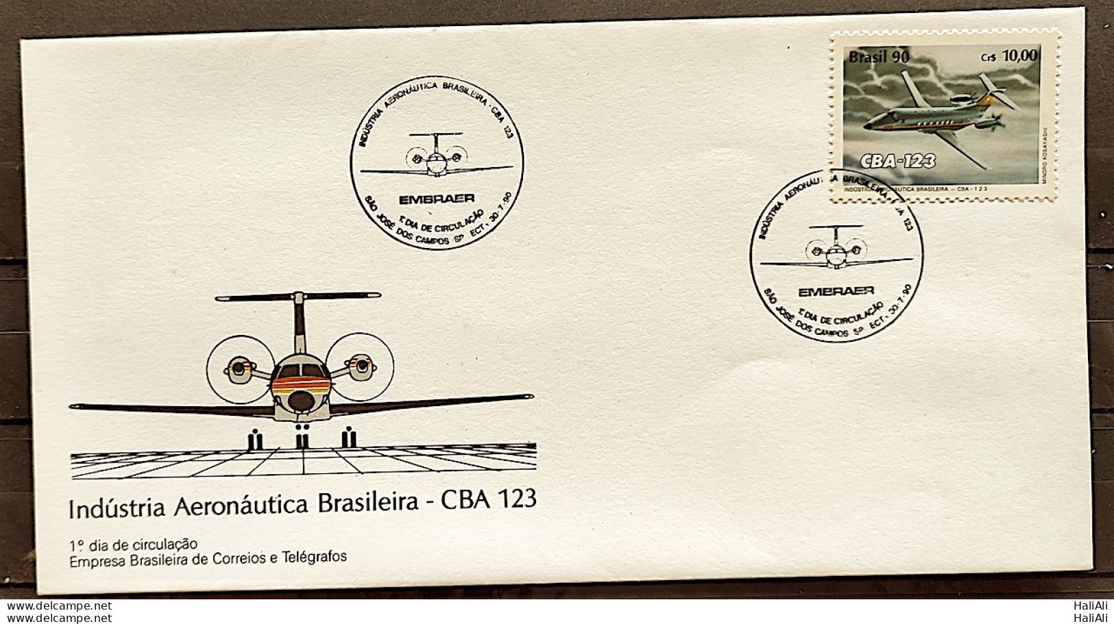 Brazil Envelope FDC 509 1990 CBA Aviation Turboellet CBC SP 2 - FDC