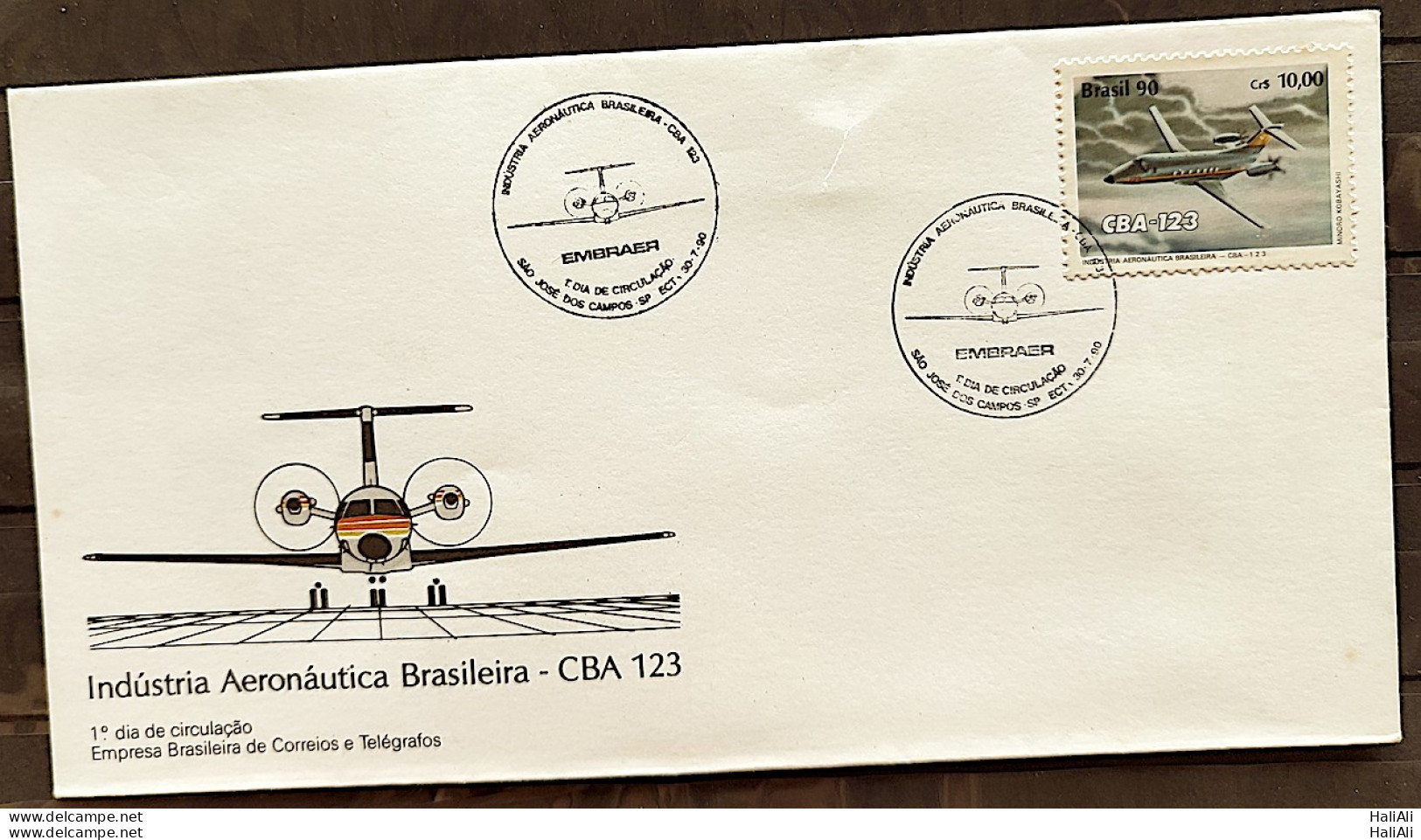 Brazil Envelope FDC 509 1990 CBA Aviation Turboosal Plane CBC SP 3 - FDC