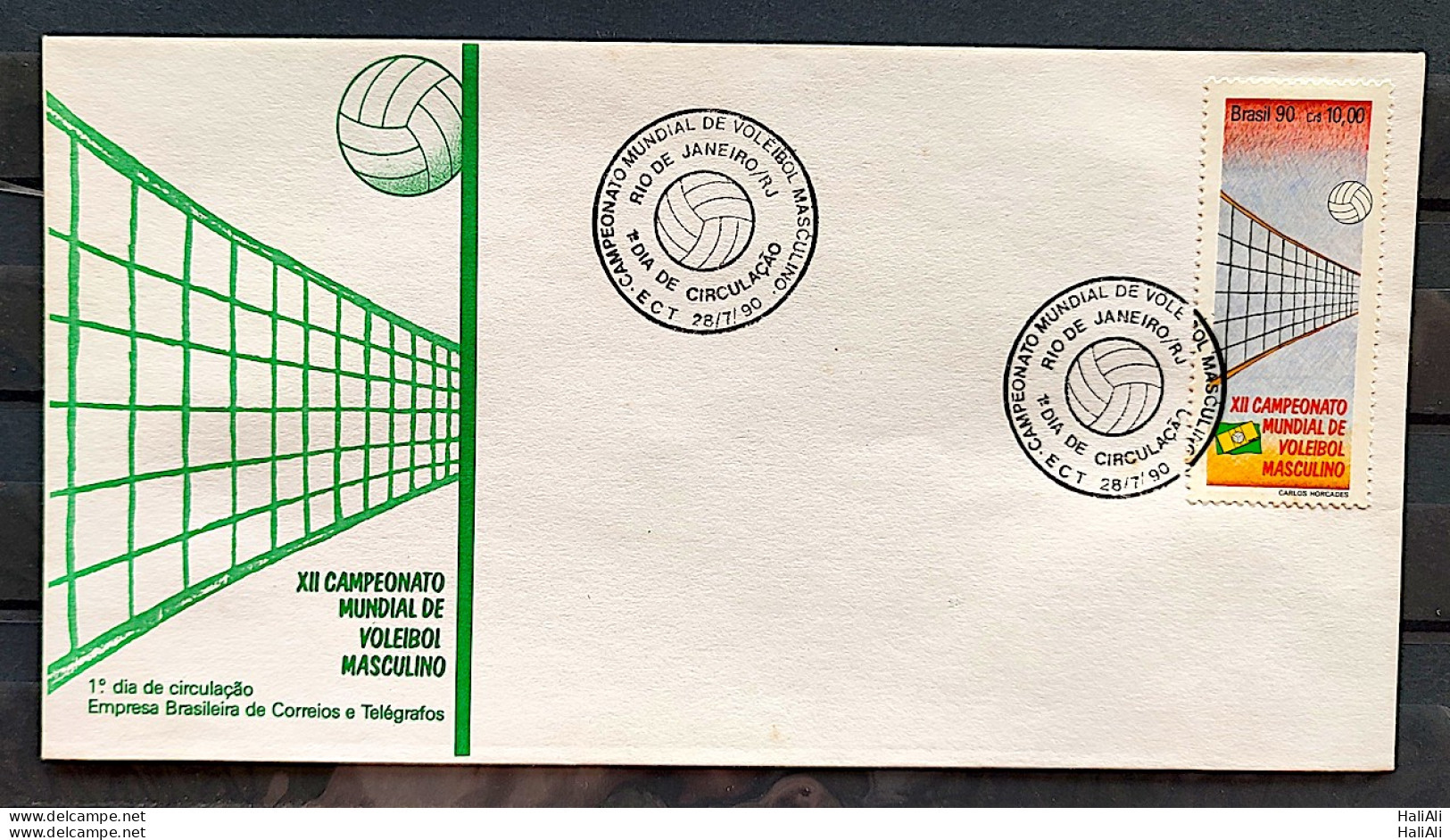 Brazil Envelope FDC 508 1990 Volleyball CBC RJ 1 - FDC