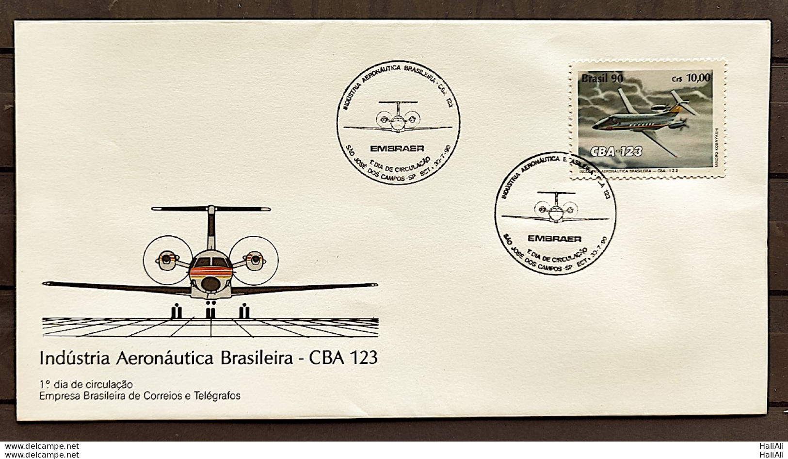Brazil Envelope FDC 509 1990 CBA Aviation Turboosal Plane CBC SP 1 - FDC