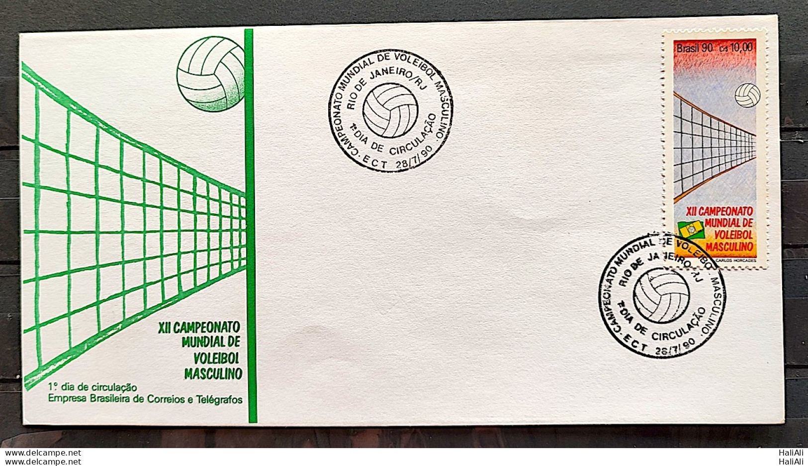 Brazil Envelope FDC 508 1990 Volleyball CBC RJ 3 - FDC