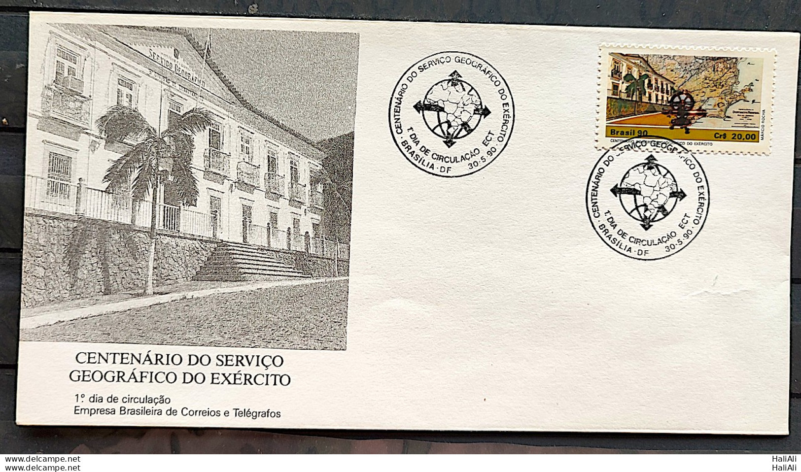 Brazil Envelope FDC 504 1990 Geographic Service Of The Military Army Map CBC DF 1 - FDC