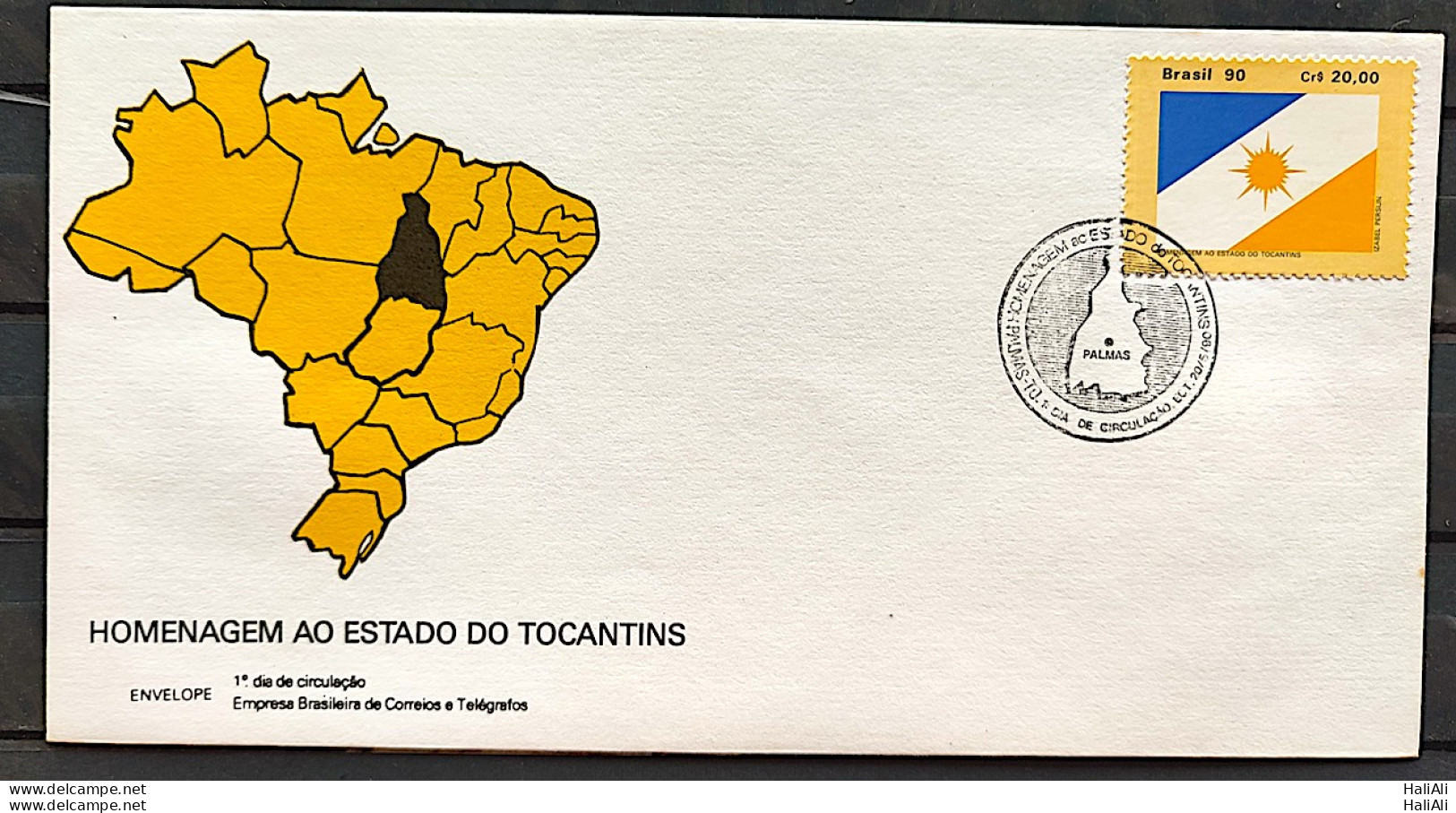 Brazil Envelope FDC 504 1990 Tocantins Map Flag CBC To 3 - FDC