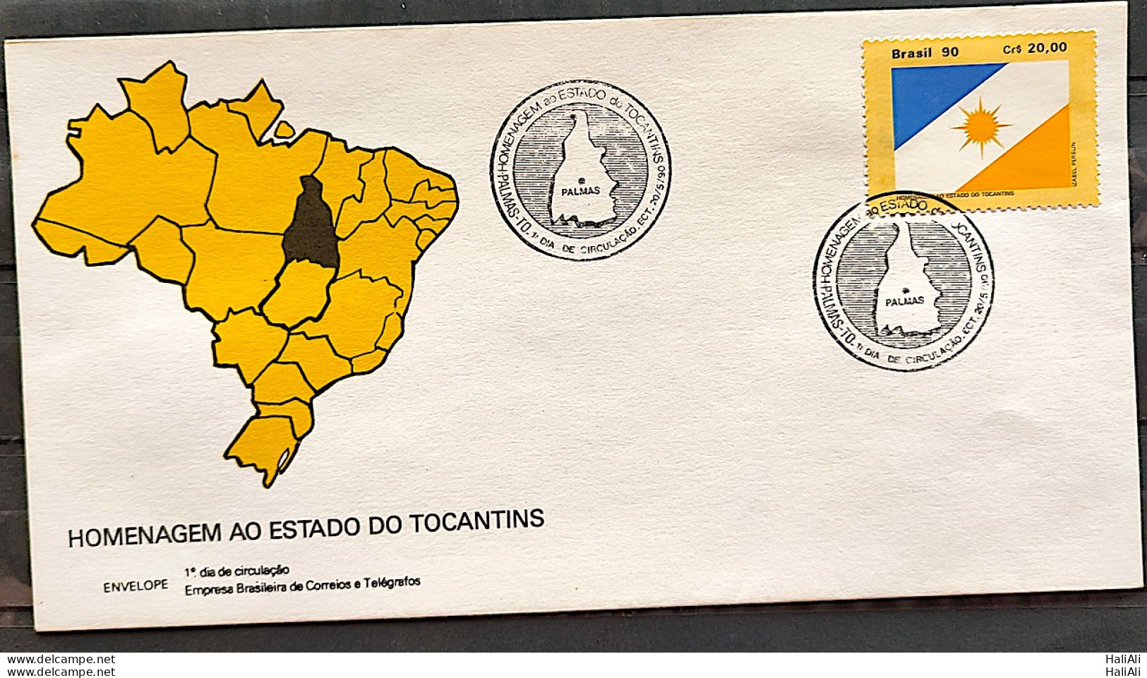 Brazil Envelope FDC 504 1990 Tocantins Map Flag CBC To 2 - FDC