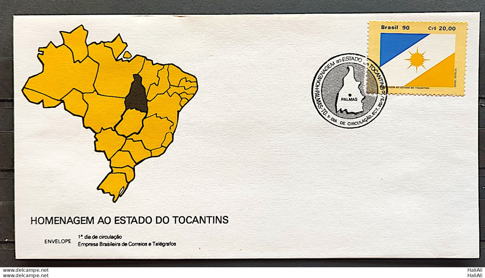 Brazil Envelope FDC 504 1990 Tocantins Map Flag CBC To 1 - FDC