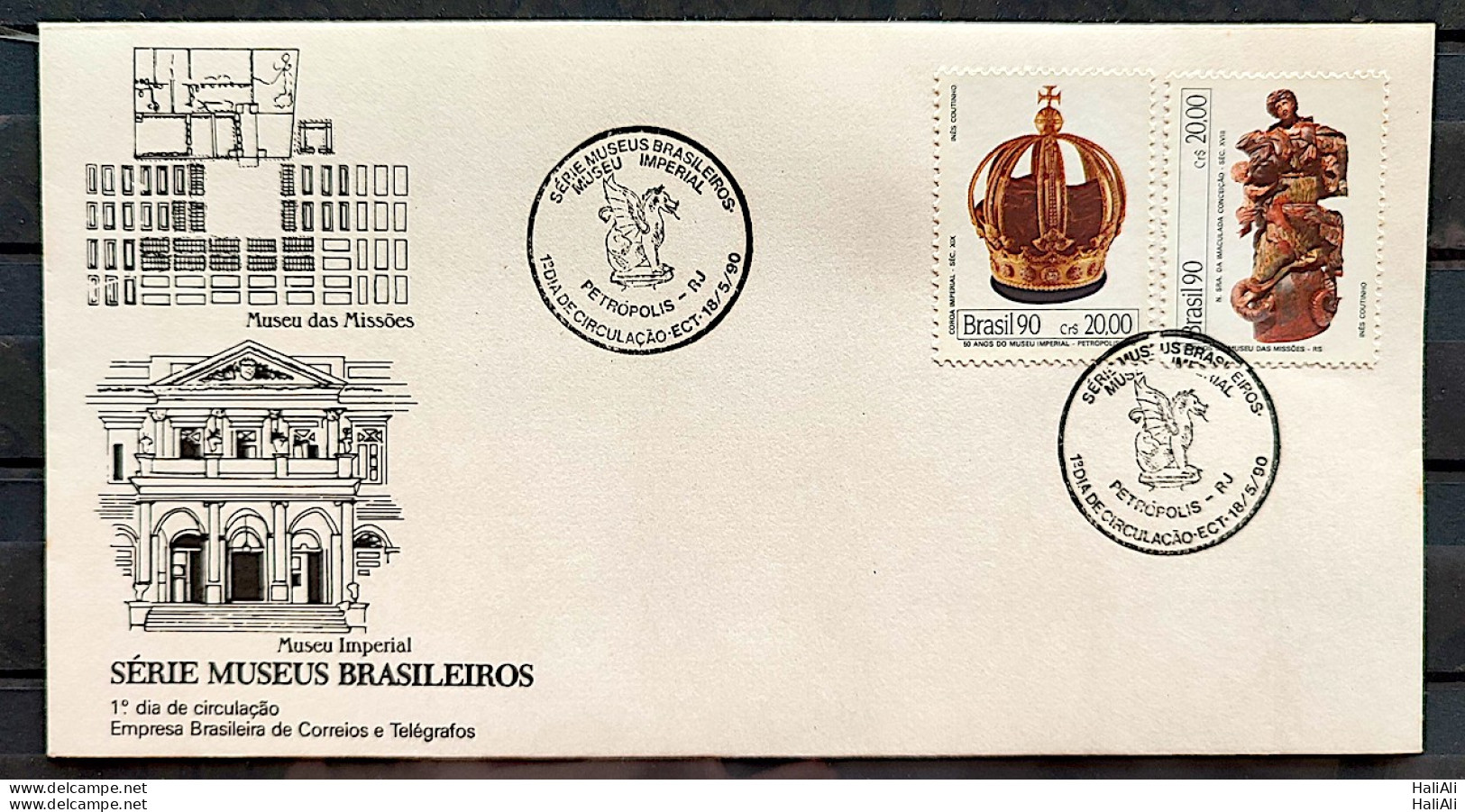 Brazil Envelope FDC 503 1990 Brazilian Museums Empire Monarchy CBC RJ - FDC