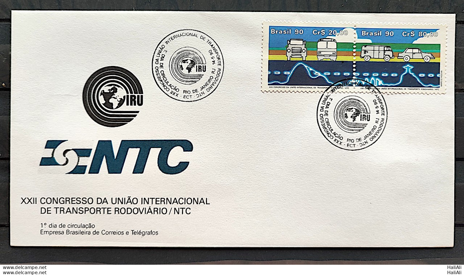 Brazil Envelope FDC 502 1990 ROAD TRANSPORT Car Truck CBC RJ 1 - FDC