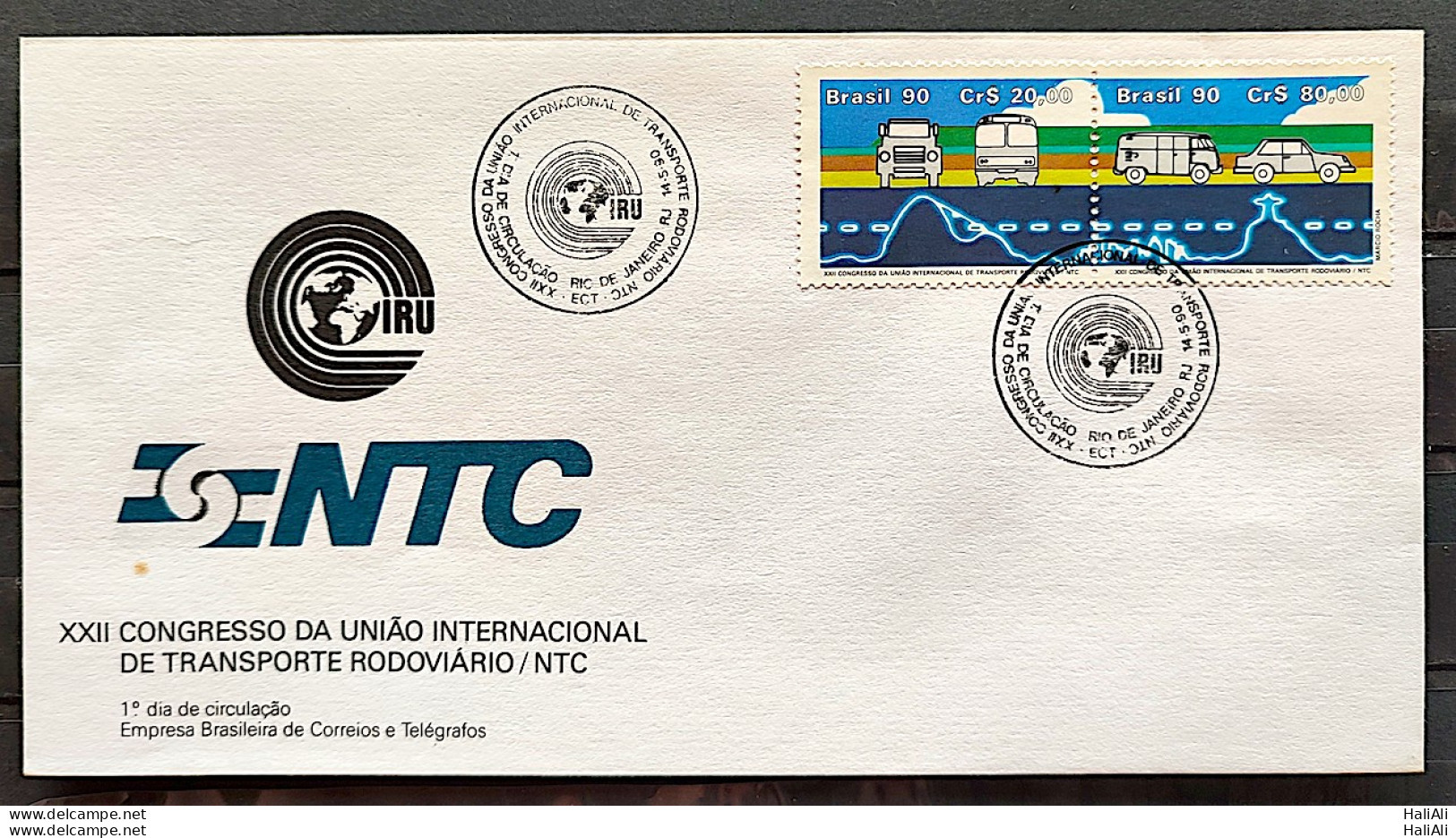 Brazil Envelope FDC 502 1990 Road Transport Car Bus Truck CBC RJ 2 - FDC