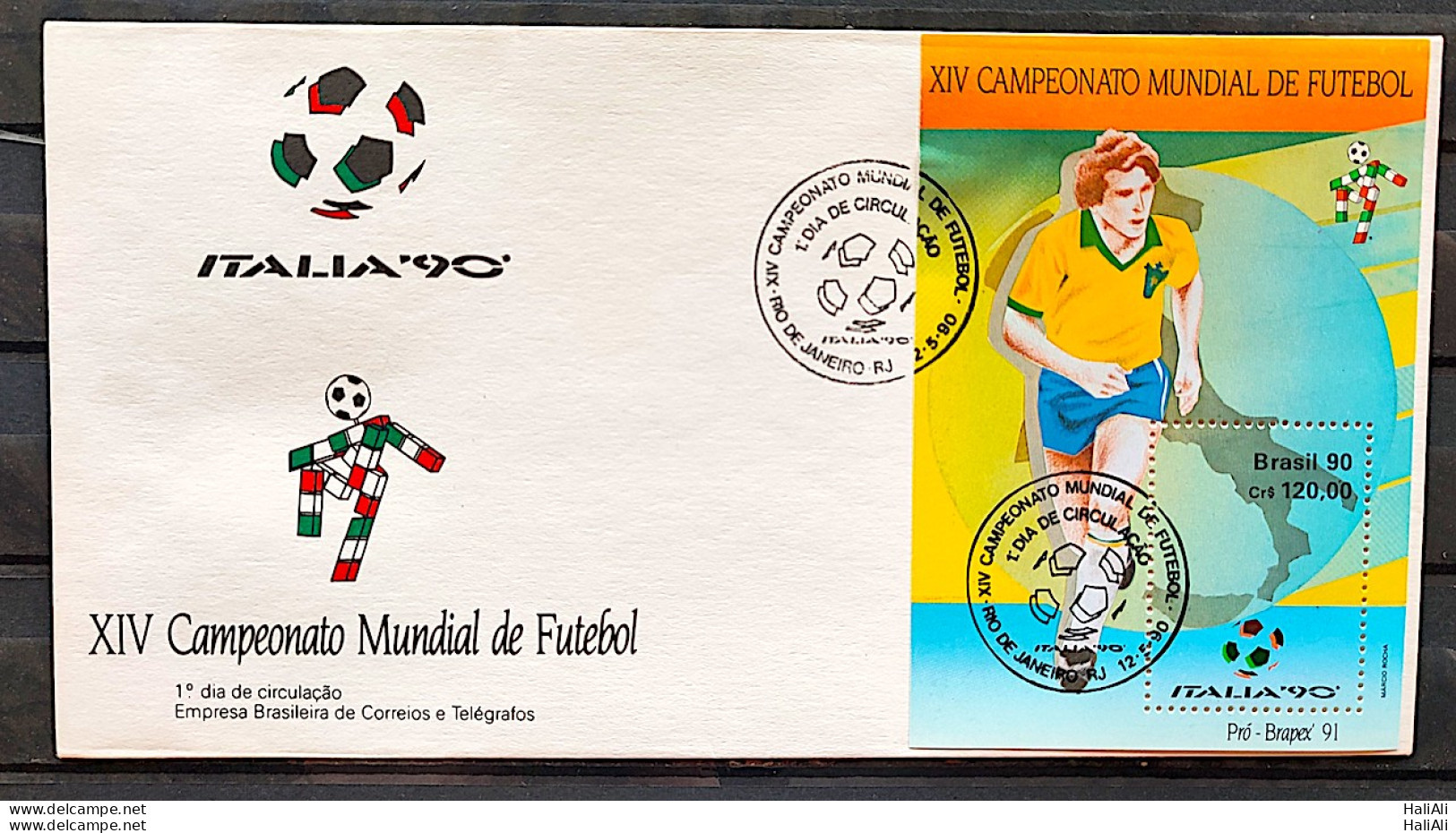 Brazil Envelope FDC 501 1990 World Cup Italia CBC RJ 2 - FDC