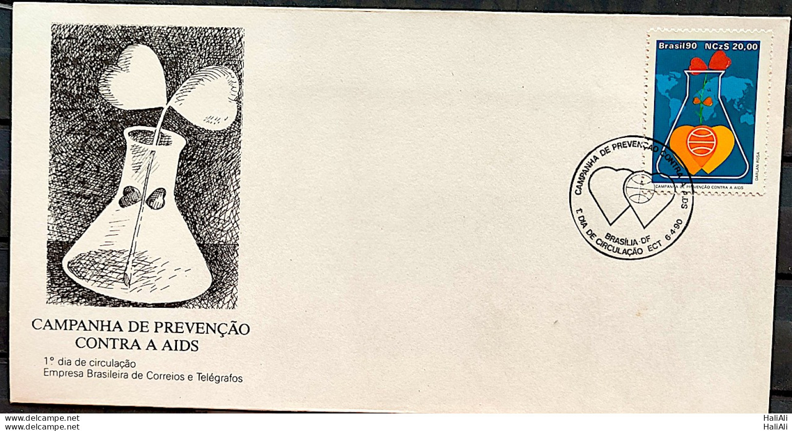 Brazil Envelope FDC 498 1990 Campaign Against AIDS Health CBC Brasília 2 - FDC