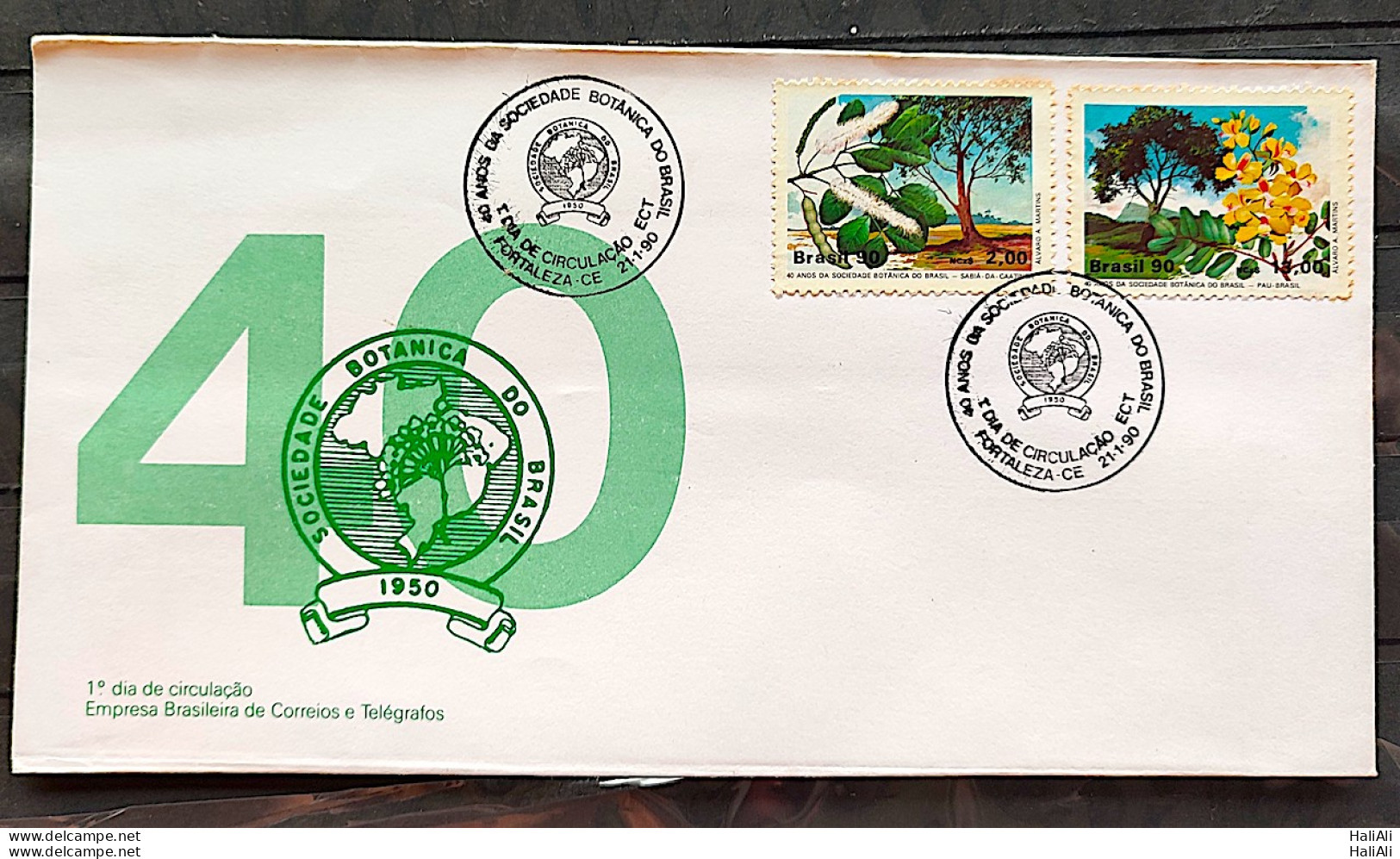 Brazil Envelope FDC 490 1990 Botany Society Pau Brasil Ipe CBC CE 2 - FDC