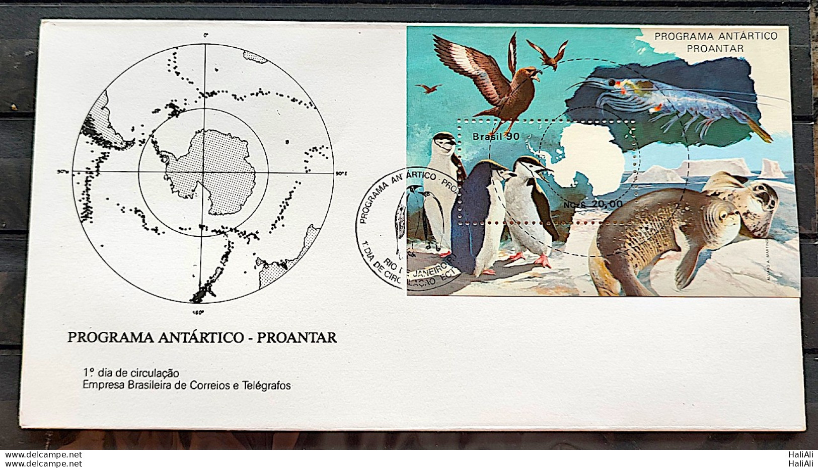 Brazil Envelope FDC 493 1990 Antartic Antartic Pinguar Pinguim Map CBC RJ 1 - FDC