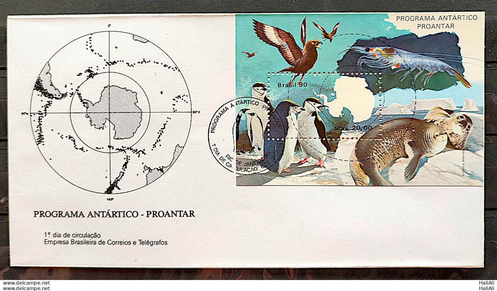 Brazil Envelope FDC 493 1990 Antartic Antartic Pinguar Pinguim Map CBC RJ 2 - FDC